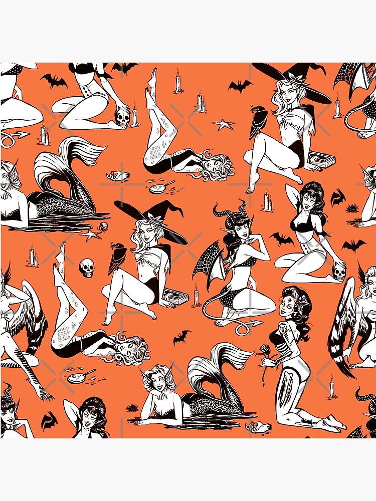 Thumbnail 2 of 2, Tote Bag, Monster Girl Pinup Pattern designed and sold by Sabtastic.
