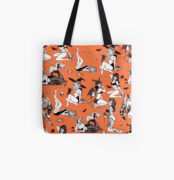 Monster Girl Pinup Pattern All Over Print Tote Bag