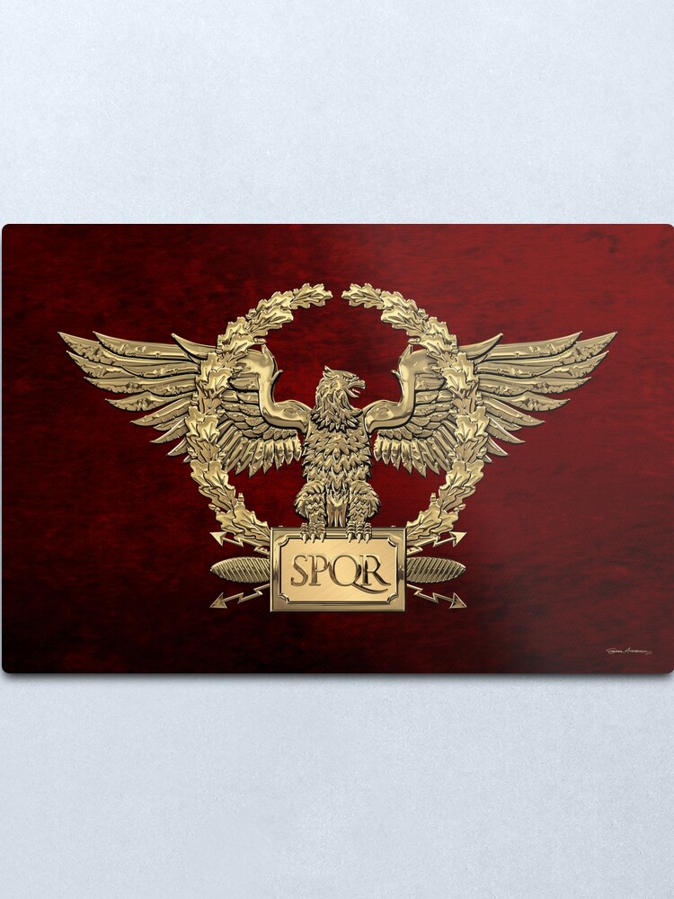 Alternate view of Gold Roman Imperial Eagle - SPQR Special Edition over Red Velvet Metal Print