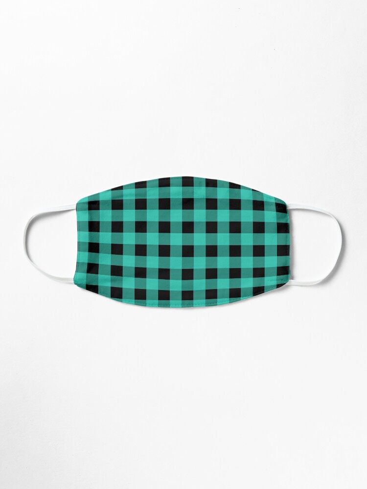 Alternate view of Turquoise Buffalo Plaid Pattern Mask
