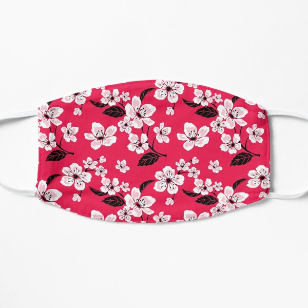 Pink Sakura Cherry Tree Flower Blooms - Aloha - Hawaiian Floral Pattern - Trendy Flower Prints Flat Mask