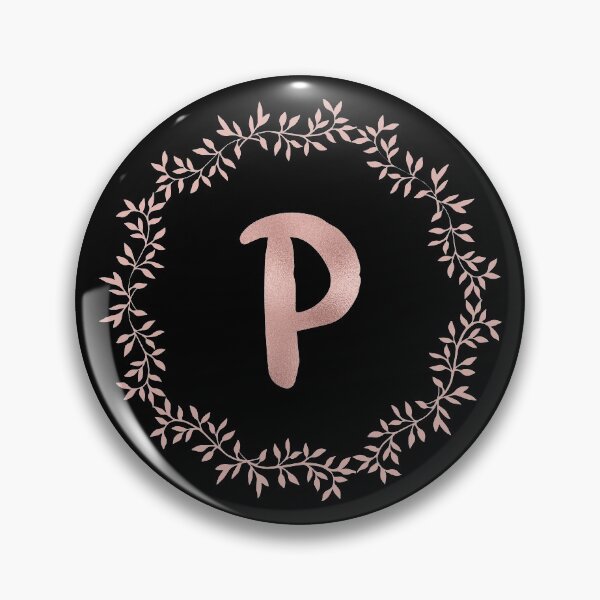 Item preview, Rose Gold Monogram P - Blush Pink Letter P on Black designed and sold by MysticMagpie.
