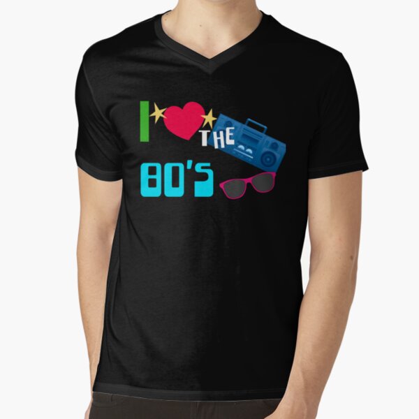 T-shirt rétro avec épaules dénudées pour femme I Love The 80s T-shirt imprimé Smiley S/3XL