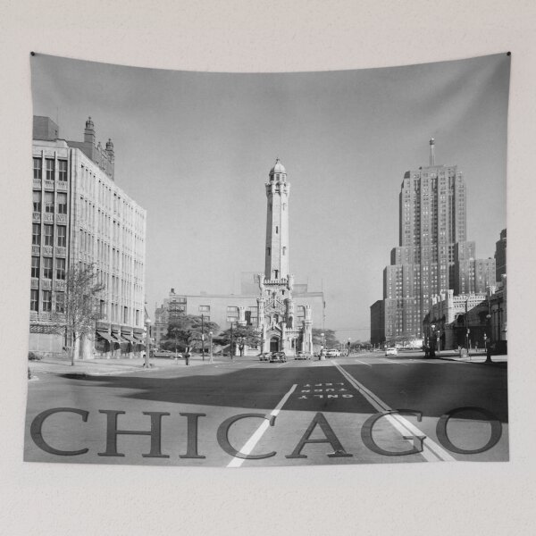 Item preview, Chicago iconic Water Tower landmark circa 1950 designed and sold by thearttist.