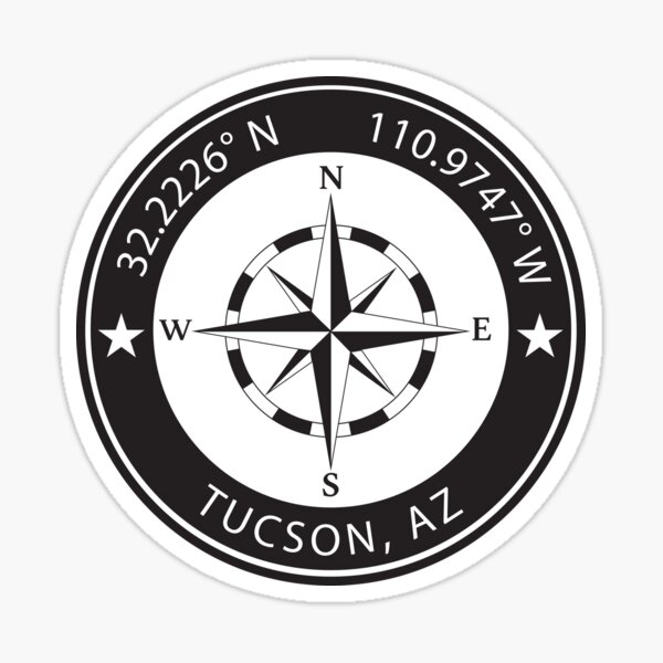 Tucson, Arizona Geographical Coordinates Sticker