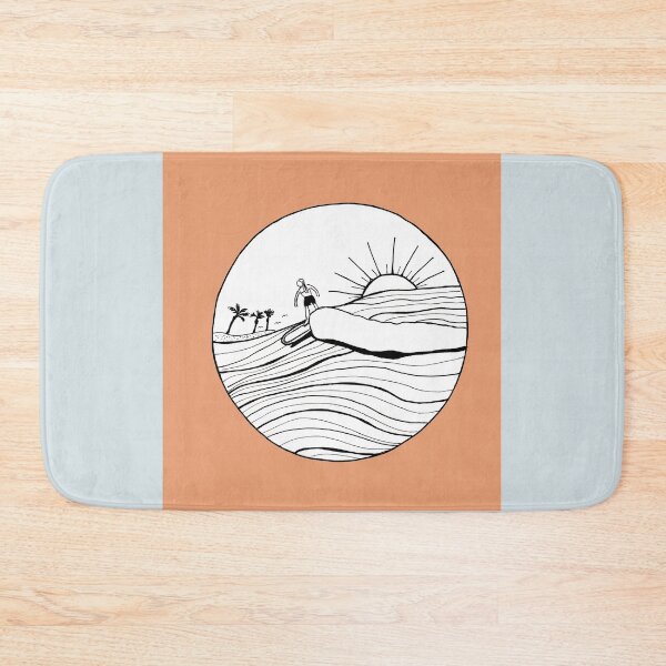 Item preview, Female Surfer Riding the Wave with a coral background designed and sold by Sandra Connelly.