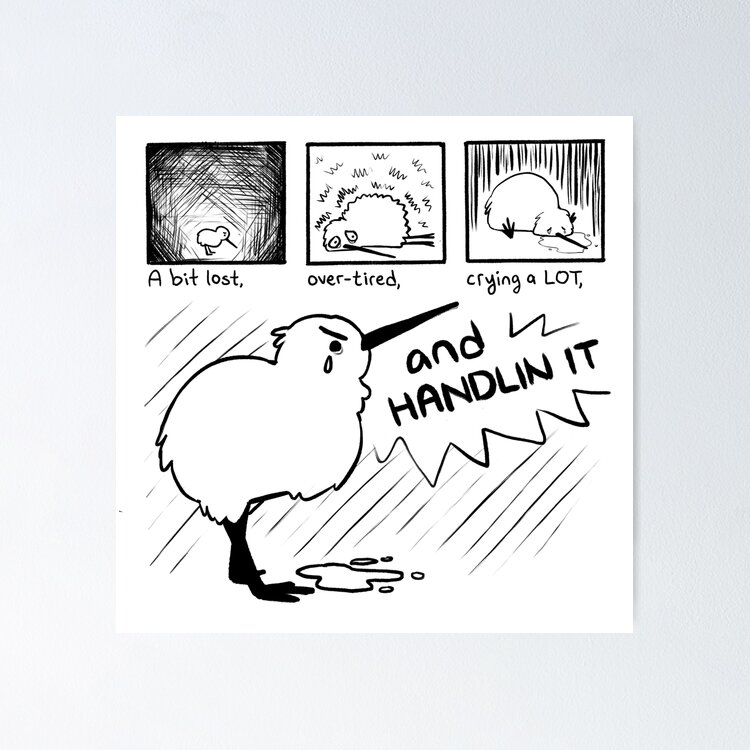 "HANDLIN IT" Kiwi Bird Comic Sticker