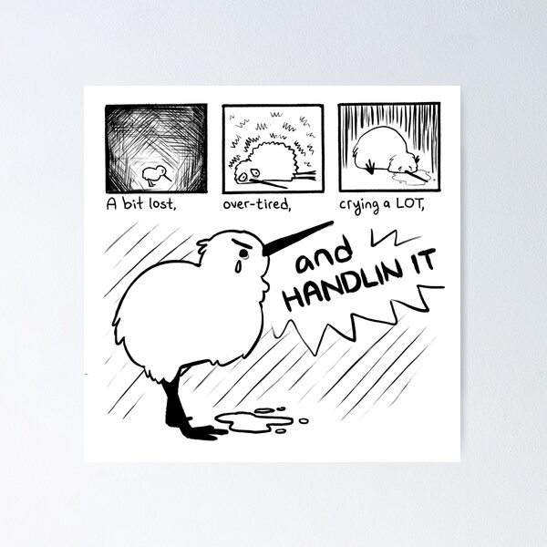 Item preview, "HANDLIN IT" Kiwi Bird Comic designed and sold by thelatestkate.