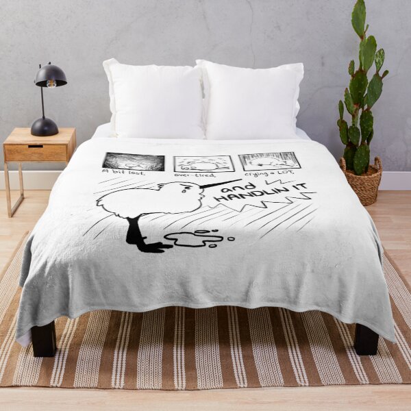 "HANDLIN IT" Kiwi Bird Comic Throw Blanket
