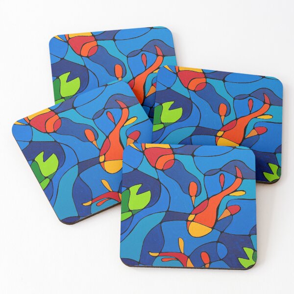 Item preview, Koi Joi - Blue Koi Pond Orange Fish Art Print designed and sold by Sharon Cummings Art.