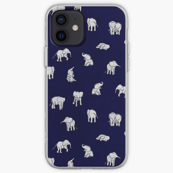 Indian Baby Elephants in Navy Blue iPhone Soft Case