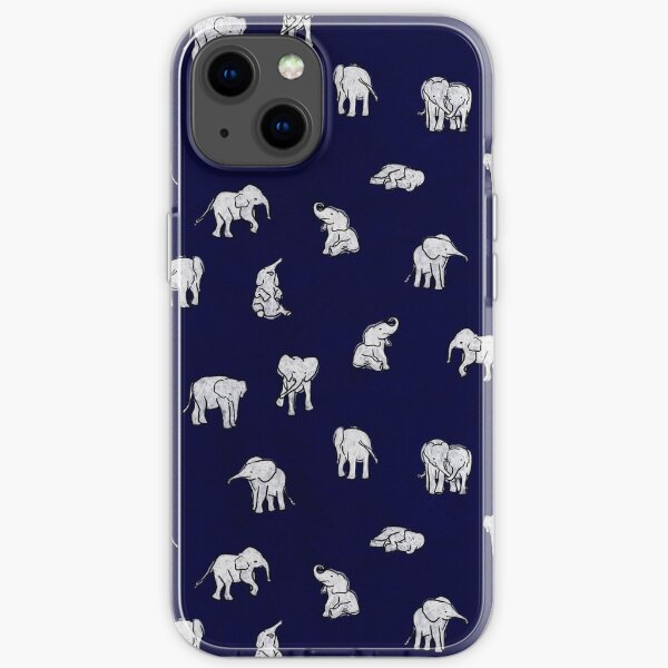 Indian Baby Elephants in Navy Blue iPhone Soft Case