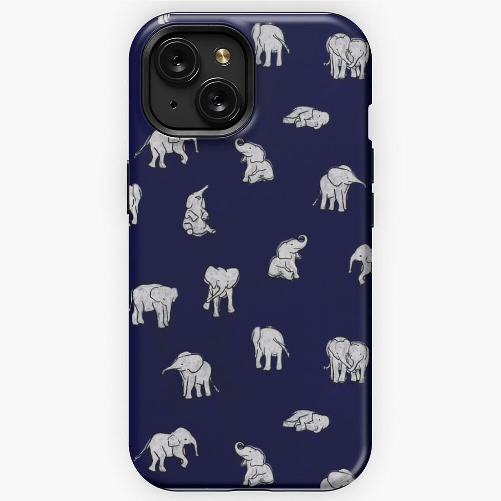 iPhone・スマホケース Society6 Indian Baby Elephants in Navy by Estelle F Indian Baby Elephants in Navy Blue