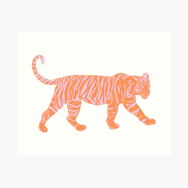 Orange and Pink Tiger Art Print