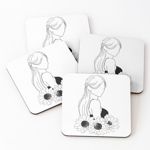 Item preview, Lady With Sunflowers | Line Art designed and sold by SK AP.