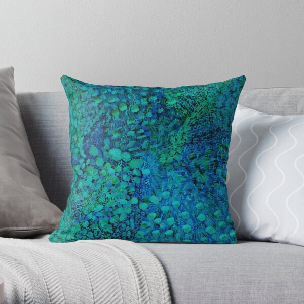 Peacock Watercolor Painting Throw Pillow