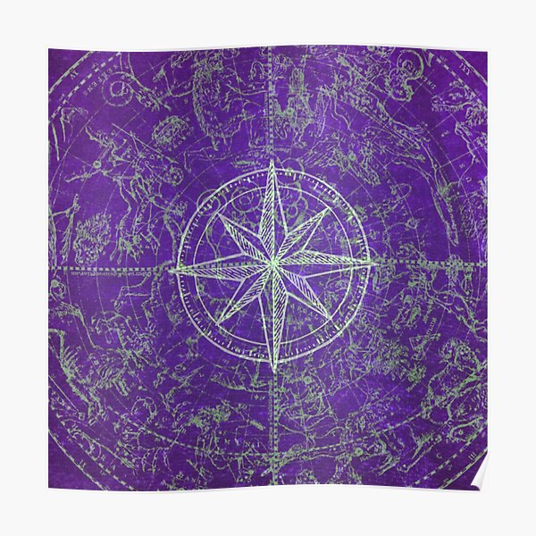 Map of the Heavens in Purple Poster