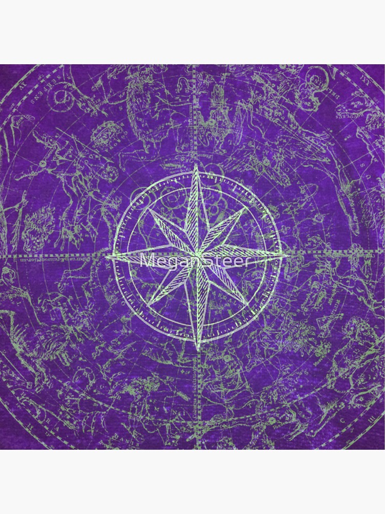 Thumbnail 3 of 3, Sticker, Map of the Heavens in Purple designed and sold by MeganSteer.