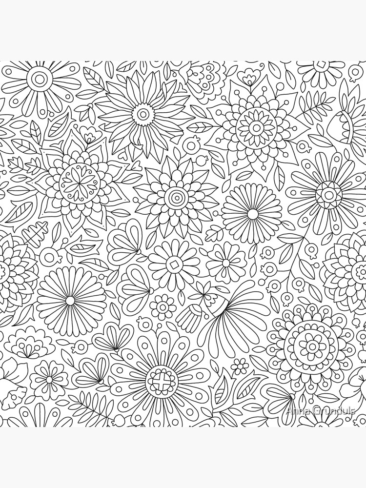 Flowers World Map Coloring Poster - Anna Grunduls Design