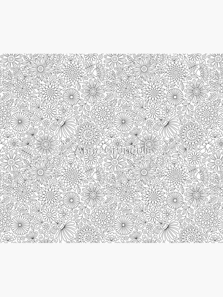 Thumbnail 6 of 6, Throw Blanket, Adult Coloring Flowers Pattern designed and sold by annagrunduls.
