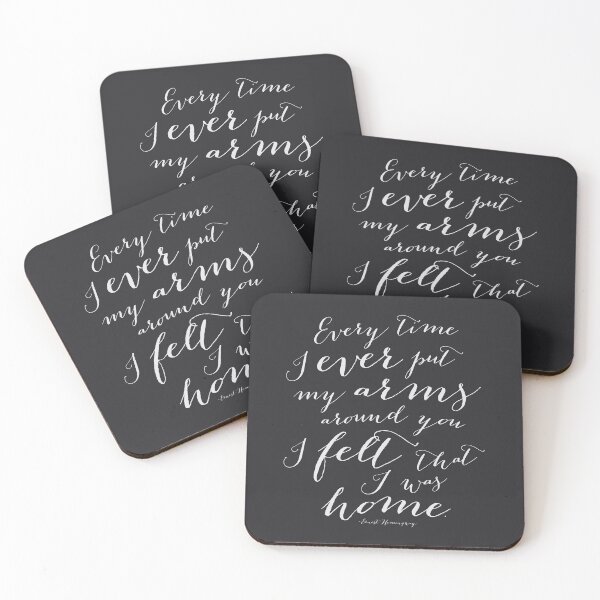 Item preview, Every Time I Ever Put My Arms Around You I Felt That I Was Home Hemingway Quote Art in Black and White designed and sold by Kristen Glanzmann.
