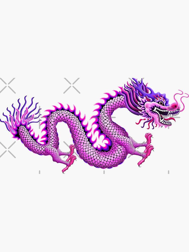 "Pink Chinese Dragon" Sticker for Sale by 99stars Redbubble