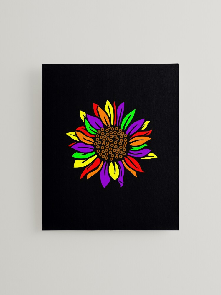 Rainbow Colors Sunflower or Daisy Spring Inspired Graphic Hippie Style  Modern