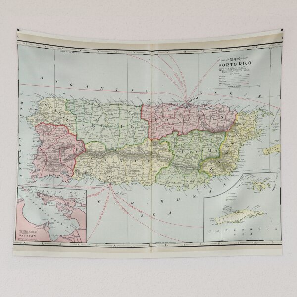 Item preview, Map of Puerto Rico by F. Cram (1901) designed and sold by allhistory.