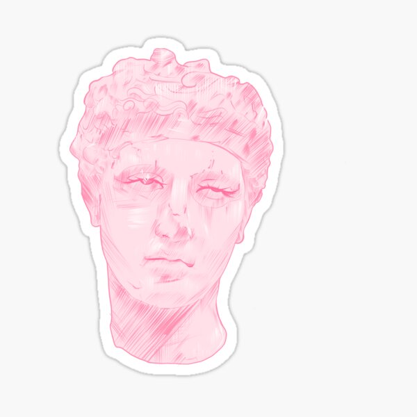 Item preview, pastel pink greek statue iconic eye roll designed and sold by illhustration.