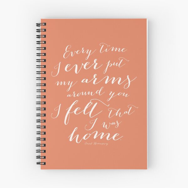 Item preview, Every Time I Ever Put My Arms Around You I Felt That I Was Home Hemingway Quote Art in Peach designed and sold by Kristen Glanzmann.
