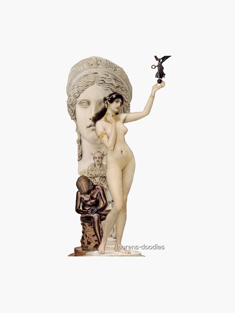 Aperçu 3 sur 3. Sticker avec l'œuvre « Allégorie de la sculpture » de Klimt créée et vendue par laurens-doodles.