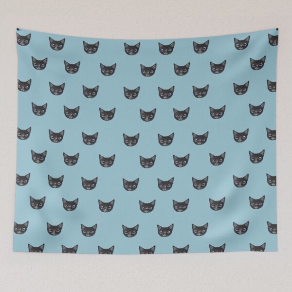 Item preview, kitten Pattern with Muted Light Blue Background  designed and sold by Mutantland.
