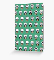 "Cherry on Pup" Maltese Cake Pattern Green Greeting Card