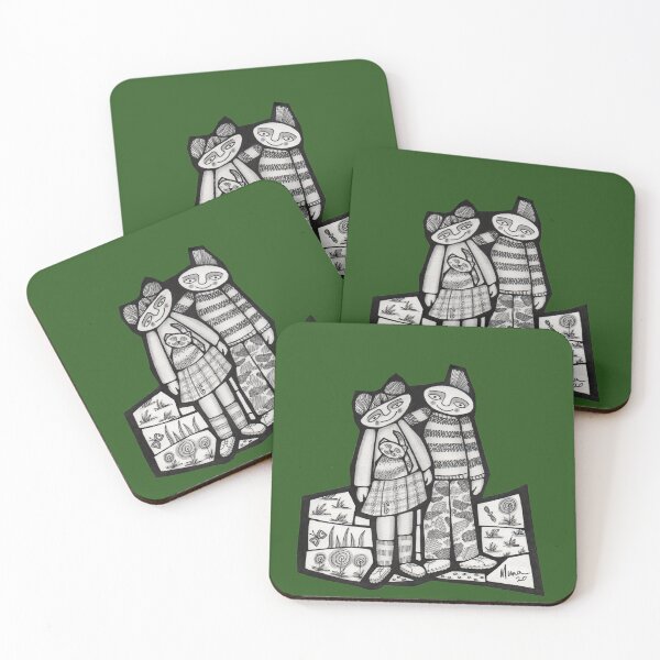 Item preview, Punks in the Wild (black and white) slimfit mosaic illustration designed and sold by Muna Zuberi.