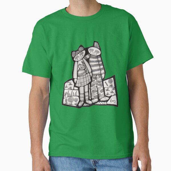 Punks in the Wild (black and white) slimfit mosaic illustration Classic T-Shirt