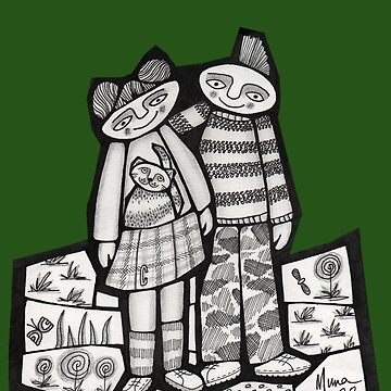 Artwork thumbnail, Punks in the Wild (black and white) slimfit mosaic illustration by Muna Zuberi