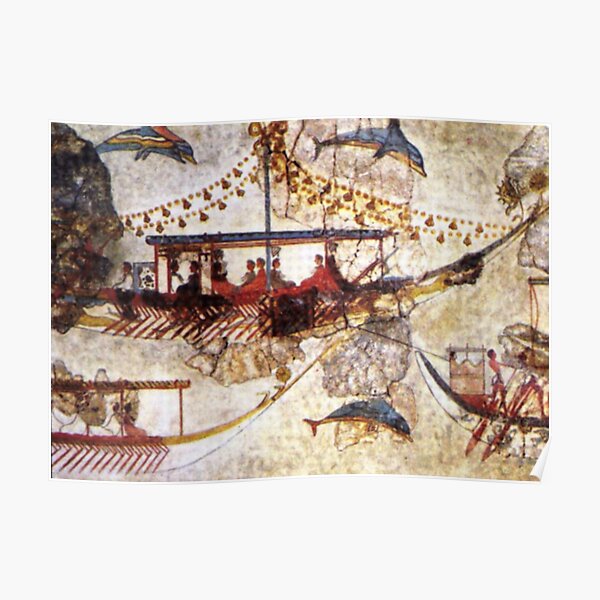 Minoan Admirals Flotilla Fresco Ship Closeup Poster