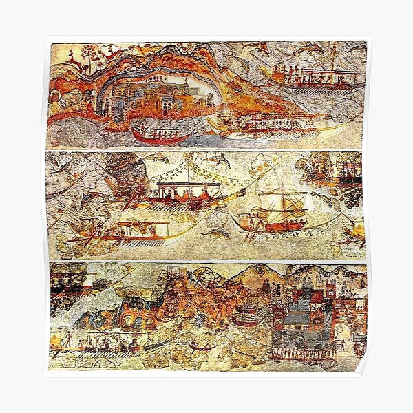 Minoan Admirals Flotilla Fresco in Three Panels Poster