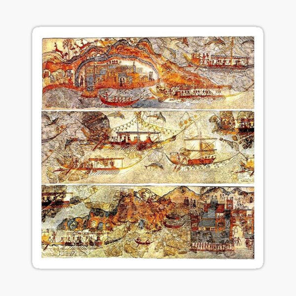 Minoan Admirals Flotilla Fresco in Three Panels Sticker
