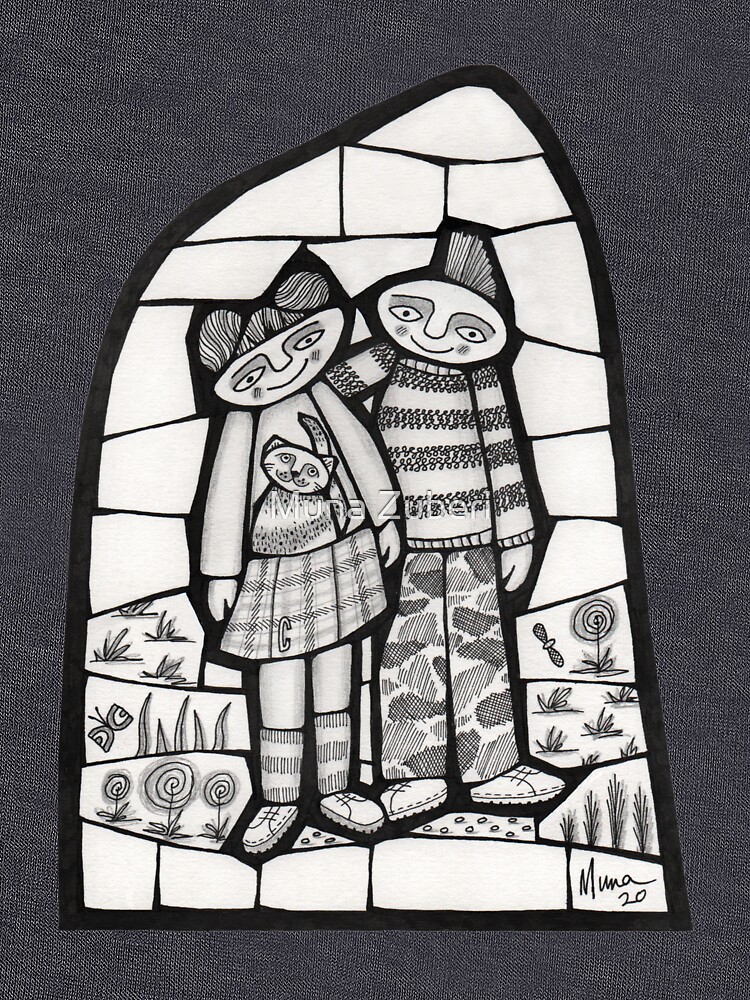 Thumbnail 7 of 7, Classic T-Shirt, Punks in the Wild black and white mosaic illustration designed and sold by MunaZuberi.