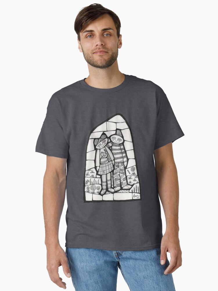 Thumbnail 2 of 7, Classic T-Shirt, Punks in the Wild black and white mosaic illustration designed and sold by MunaZuberi.