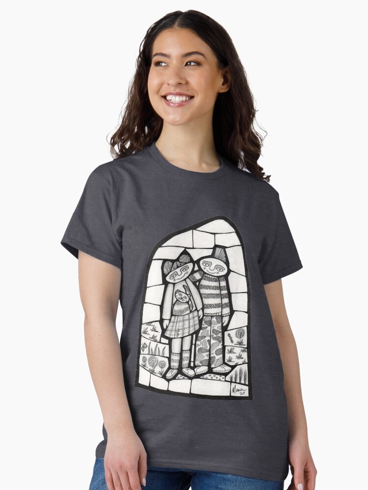 Thumbnail 1 of 7, Classic T-Shirt, Punks in the Wild black and white mosaic illustration designed and sold by MunaZuberi.