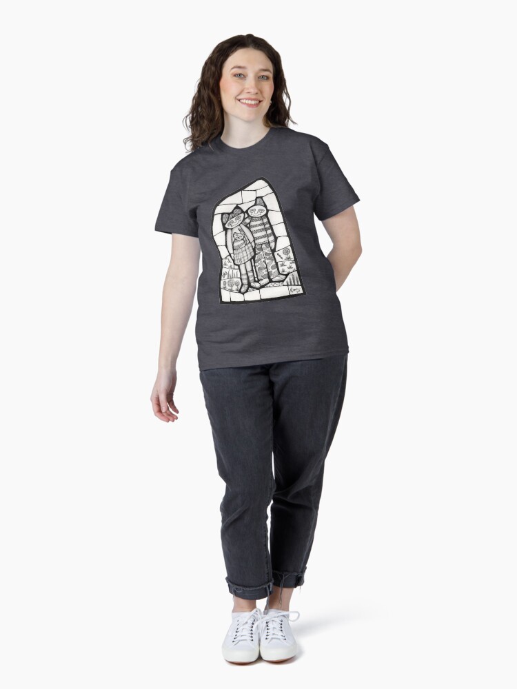 Thumbnail 4 of 7, Classic T-Shirt, Punks in the Wild black and white mosaic illustration designed and sold by MunaZuberi.