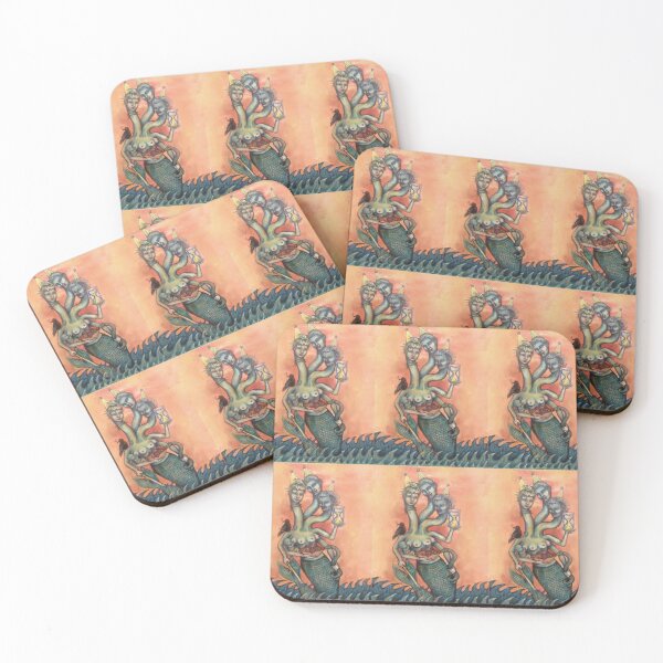 Item preview, Mermaid with Three Heads Low Brow Fine Art illustration  designed and sold by Mutantland.