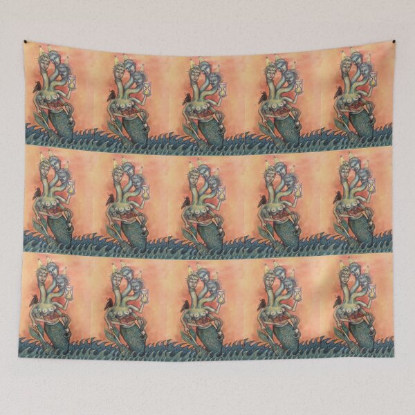 Item preview, Mermaid with Three Heads Low Brow Fine Art illustration  designed and sold by Mutantland.