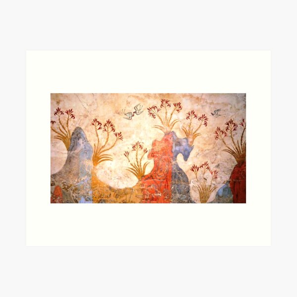 Minoan Spring Fresco West Wall Swallows Scene Art Print