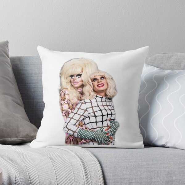 Trixie and Katya Couple Pose Throw Pillow