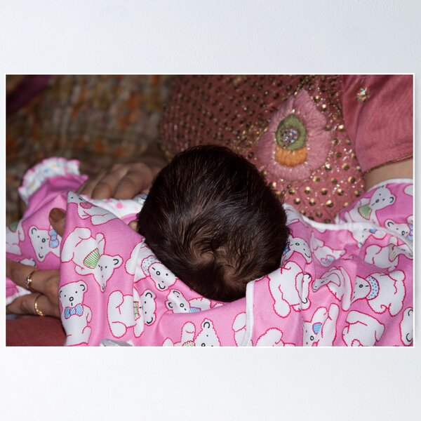 Item preview, View of a mother holding her baby, with only the hair on the head visible designed and sold by ashishagarwal74.