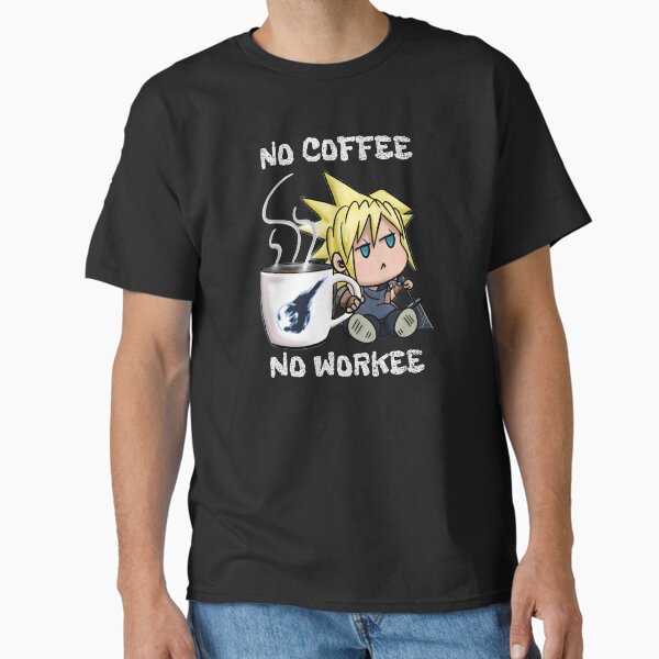 Artikel-Vorschau von Chibi Cloud Kein Kaffee, keine Arbeit Final Fantasy 7 Cloud Strife, designt und verkauft von GamersUtopia.