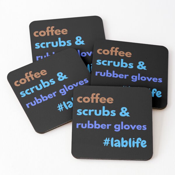 Item preview, coffee scrubs and rubber gloves LABLIFE   Microbiology designed and sold by Hippiesole.